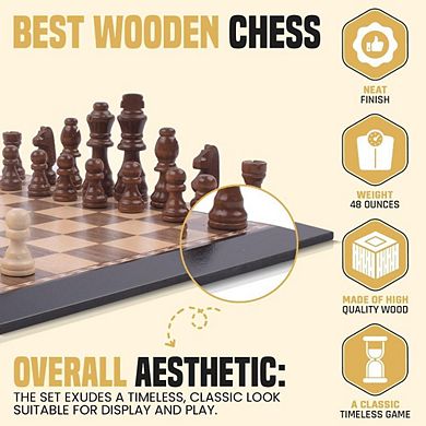 Wooden Chess Set Board Game Twelve Inch