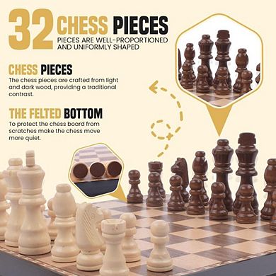Wooden Chess Set Board Game Twelve Inch
