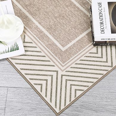ANIXOL Modern Washable Area Rug Non-Slip Geometric Low Pile Carpet