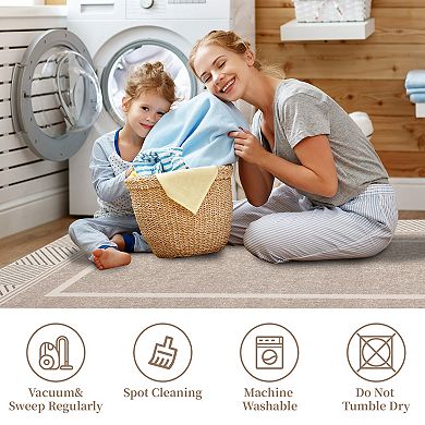 ANIXOL Modern Washable Area Rug Non-Slip Geometric Low Pile Carpet