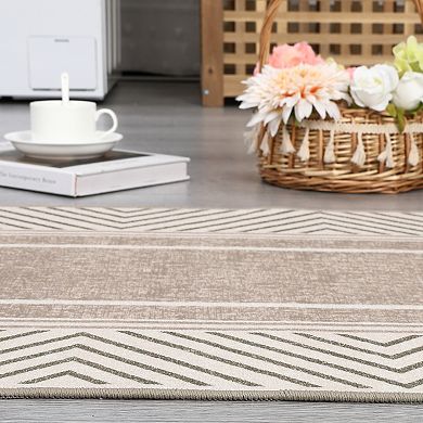 ANIXOL Modern Washable Area Rug Non-Slip Geometric Low Pile Carpet
