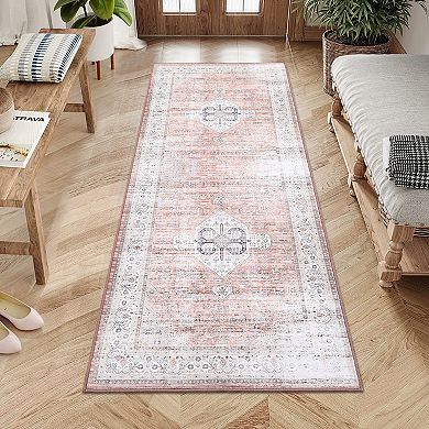 ANIXOL Vintage Boho Oriental Area Rug Non-Slip Washable Low Pile