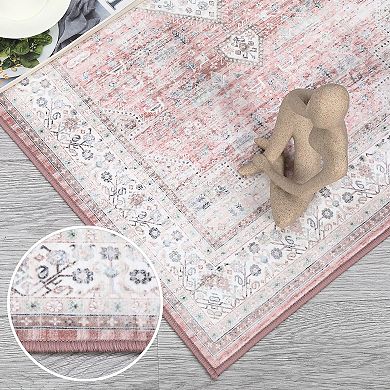 ANIXOL Vintage Boho Oriental Area Rug Non-Slip Washable Low Pile