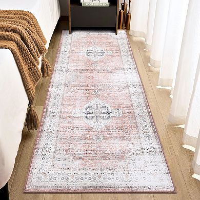 ANIXOL Vintage Boho Oriental Area Rug Non-Slip Washable Low Pile