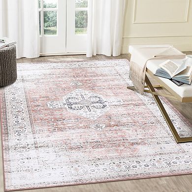ANIXOL Vintage Boho Oriental Area Rug Non-Slip Washable Low Pile