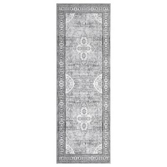 ANIXOL Washable Boho Floral Area Rug Non-Slip Vintage Oriental Carpet