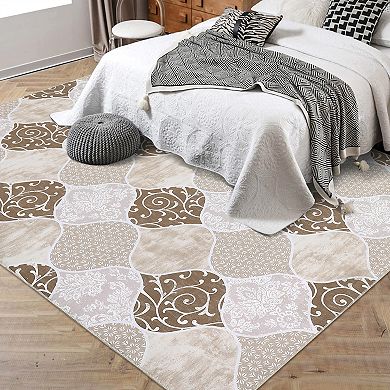 ANIXOL Washable Farmhouse Area Rug Soft Stain Resistant Carpet