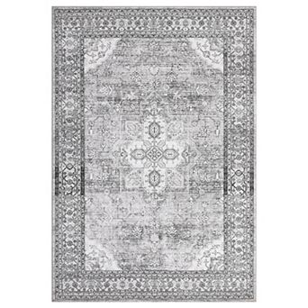 ANIXOL Washable Boho Floral Area Rug Non-Slip Vintage Oriental Carpet