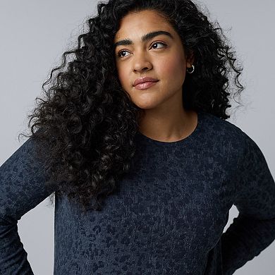 Plus Size Simply Vera Vera Wang Long Sleeve Jacquard Top