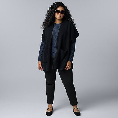 Plus Size Simply Vera Vera Wang Long Sleeve Jacquard Top