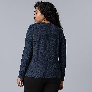 Plus Size Simply Vera Vera Wang Long Sleeve Jacquard Top