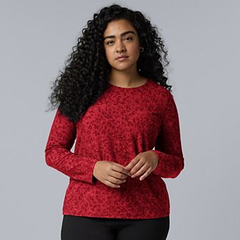 Plus Size Simply Vera Vera Wang Long Sleeve Jacquard Top