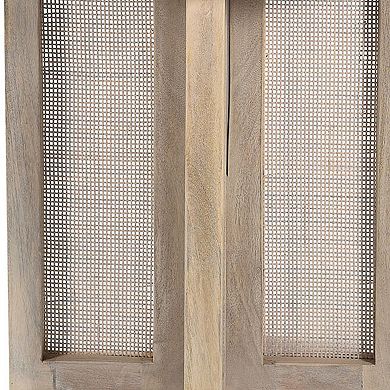 HomeRoots 22" Natural Solid Wood And Rattan Round End Table