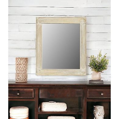 HomeRoots 40" White Solid Wood Framed Accent Mirror