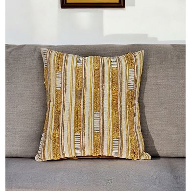 HomeRoots 18" Beige Cotton Throw Pillow