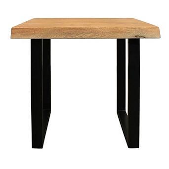 HomeRoots 24" Black And Natural Distressed Solid Wood And Iron Square End Table