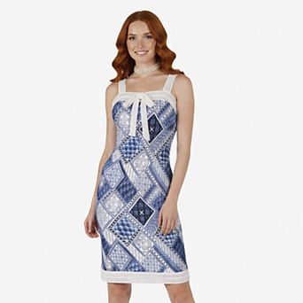 Artyska Women’s Sleeveless Square Print Above-the-Knee Dress