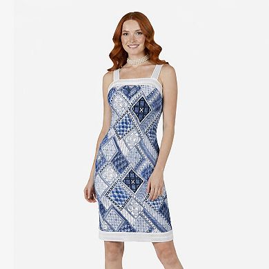 Artyska Women’s Sleeveless Square Print Above-the-Knee Dress