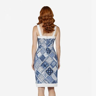 Artyska Women’s Sleeveless Square Print Above-the-Knee Dress