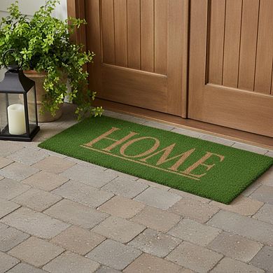 HomeRoots 18" X 48" Green Coir Home Outdoor Door Mat