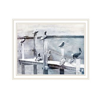 HomeRoots Birds on the Pier White Framed Print Wall Art