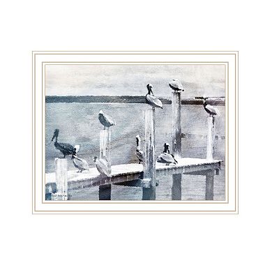 HomeRoots Birds on the Pier White Framed Print Wall Art