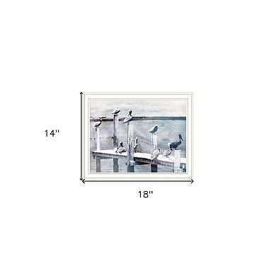 HomeRoots Birds on the Pier White Framed Print Wall Art