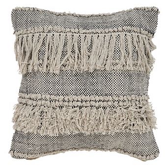 HomeRoots 20" Off-White and Black Cotton Throw Pillow