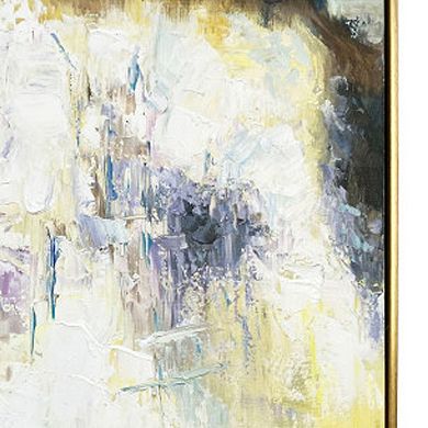 HomeRoots Set Of Two Mod Abstract Blue And Ivory Gold Floater Frame Painting Wall Art