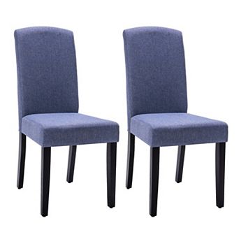 HomeRoots Set of Two Navy Blue And Black Upholstered Polyester Dining Parsons Chairs