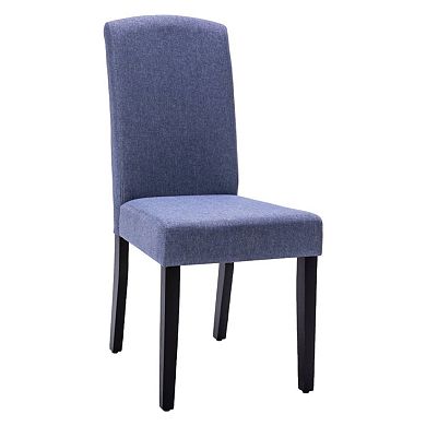 HomeRoots Set of Two Navy Blue And Black Upholstered Polyester Dining Parsons Chairs