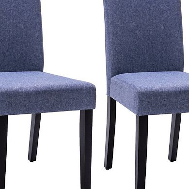 HomeRoots Set of Two Navy Blue And Black Upholstered Polyester Dining Parsons Chairs