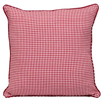 HomeRoots 18" Red and White Cotton Reversible Throw Pillow