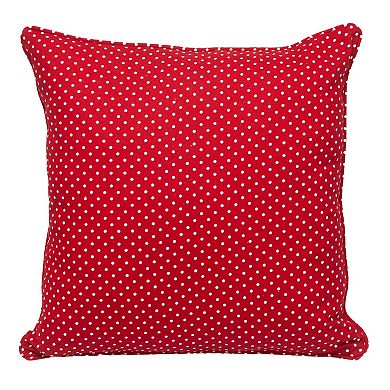 HomeRoots 18" Red and White Cotton Reversible Throw Pillow
