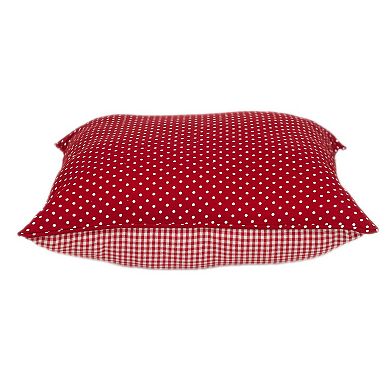 HomeRoots 18" Red and White Cotton Reversible Throw Pillow