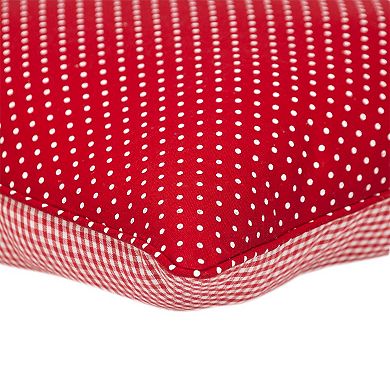 HomeRoots 18" Red and White Cotton Reversible Throw Pillow