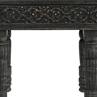 HomeRoots 24" Black Distressed Solid Wood End Table