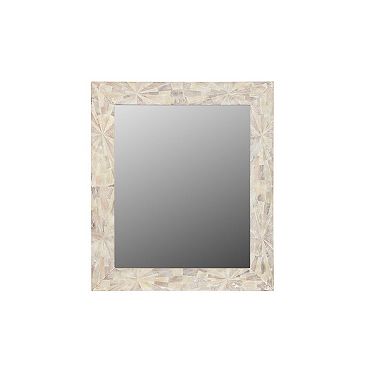 HomeRoots 46" White Solid Wood Geometric Starburst Framed Accent Mirror