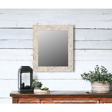 HomeRoots 46" White Solid Wood Geometric Starburst Framed Accent Mirror
