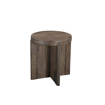 HomeRoots 24" Brown Solid Wood Round Cross Leg End Table