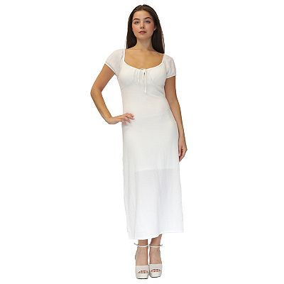 white long sleeve midaxi dress Ivory KarenMillen Satin Back Crepe Twist Detail Woven Midaxi Dress