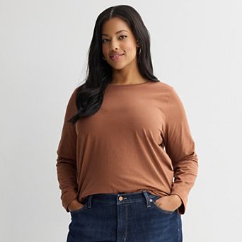 Plus Size Sonoma Goods For Life® Everyday Long Sleeve Crew Tee