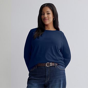 Plus Size Sonoma Goods For Life® Everyday Long Sleeve Crew Tee