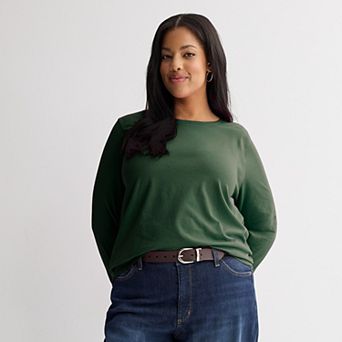 Plus Size Sonoma Goods For Life® Everyday Long Sleeve Crew Tee