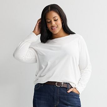 Plus Size Sonoma Goods For Life® Everyday Long Sleeve Crew Tee