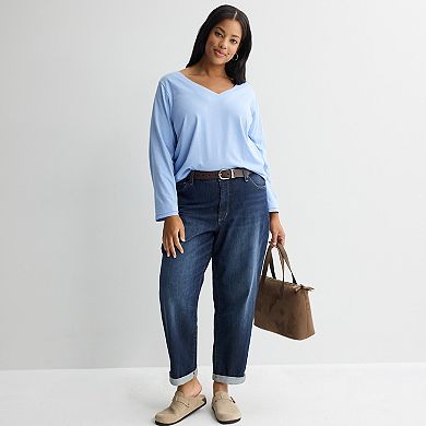 Women's Plus Size Sonoma Goods For Life® Everyday Long Sleeve V-Neck Tee