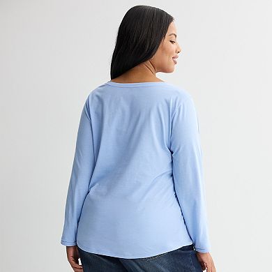 Women's Plus Size Sonoma Goods For Life® Everyday Long Sleeve V-Neck Tee