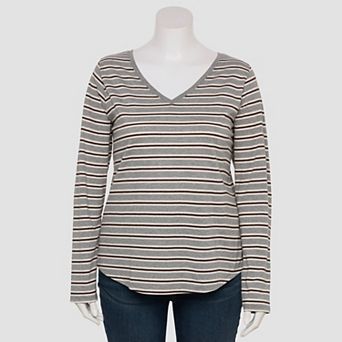 Plus Size Sonoma Goods For Life® Everyday Long Sleeve V-Neck Tee