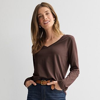 Women's Sonoma Goods For Life® Everyday Long Sleeve V-Neck Tee