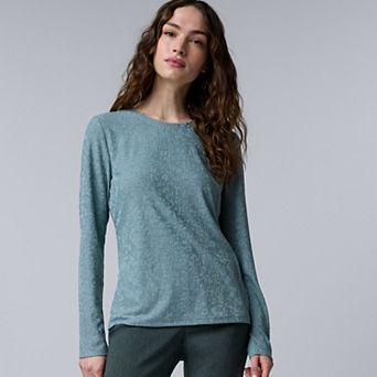 Women's Simply Vera Vera Wang Long Sleeve Jacquard Top